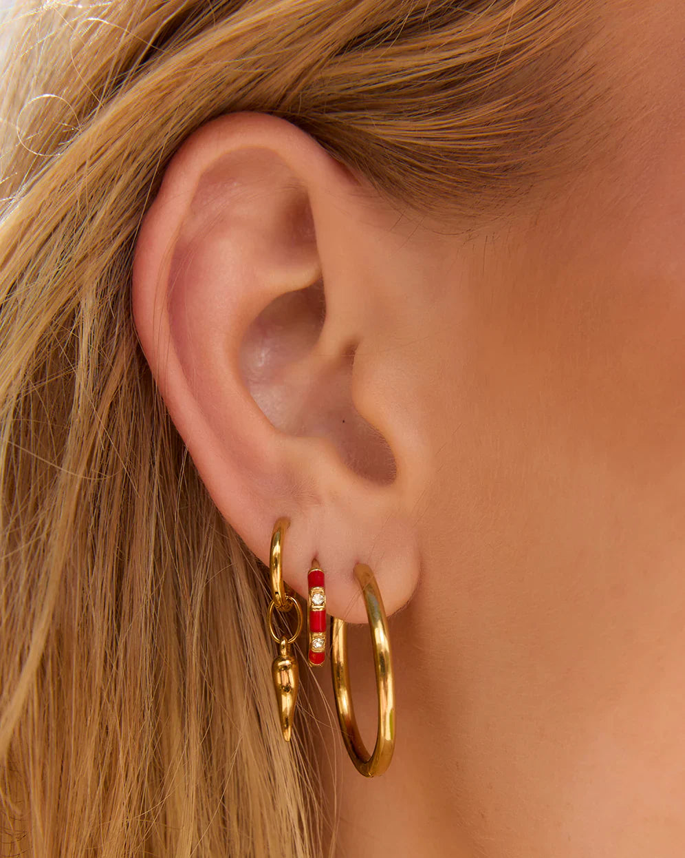 Papaya Enamel Huggies in Cherry