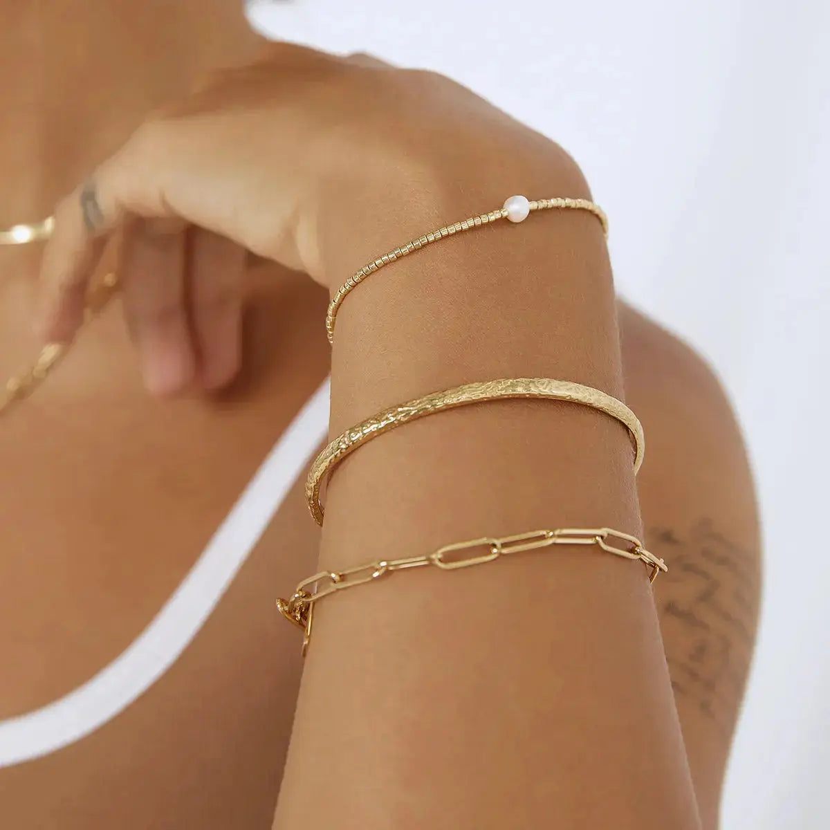 Stevie Cuff Bracelet in Gold Arms of Eve
