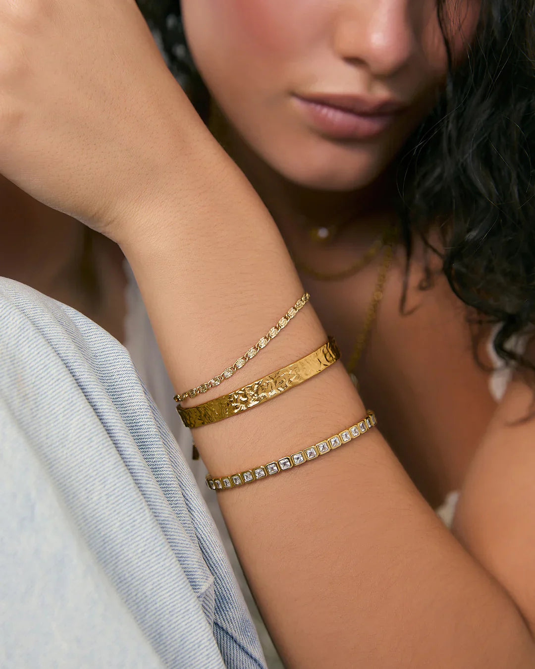 Quinn Gold Cuff in Stone Arms of Eve