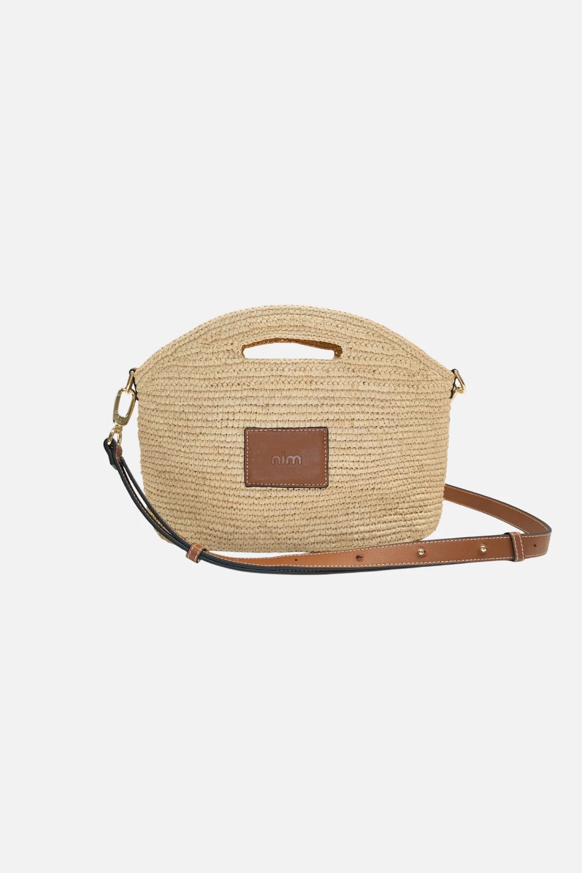 Leather Trimmed Raffia Bag in Mini
