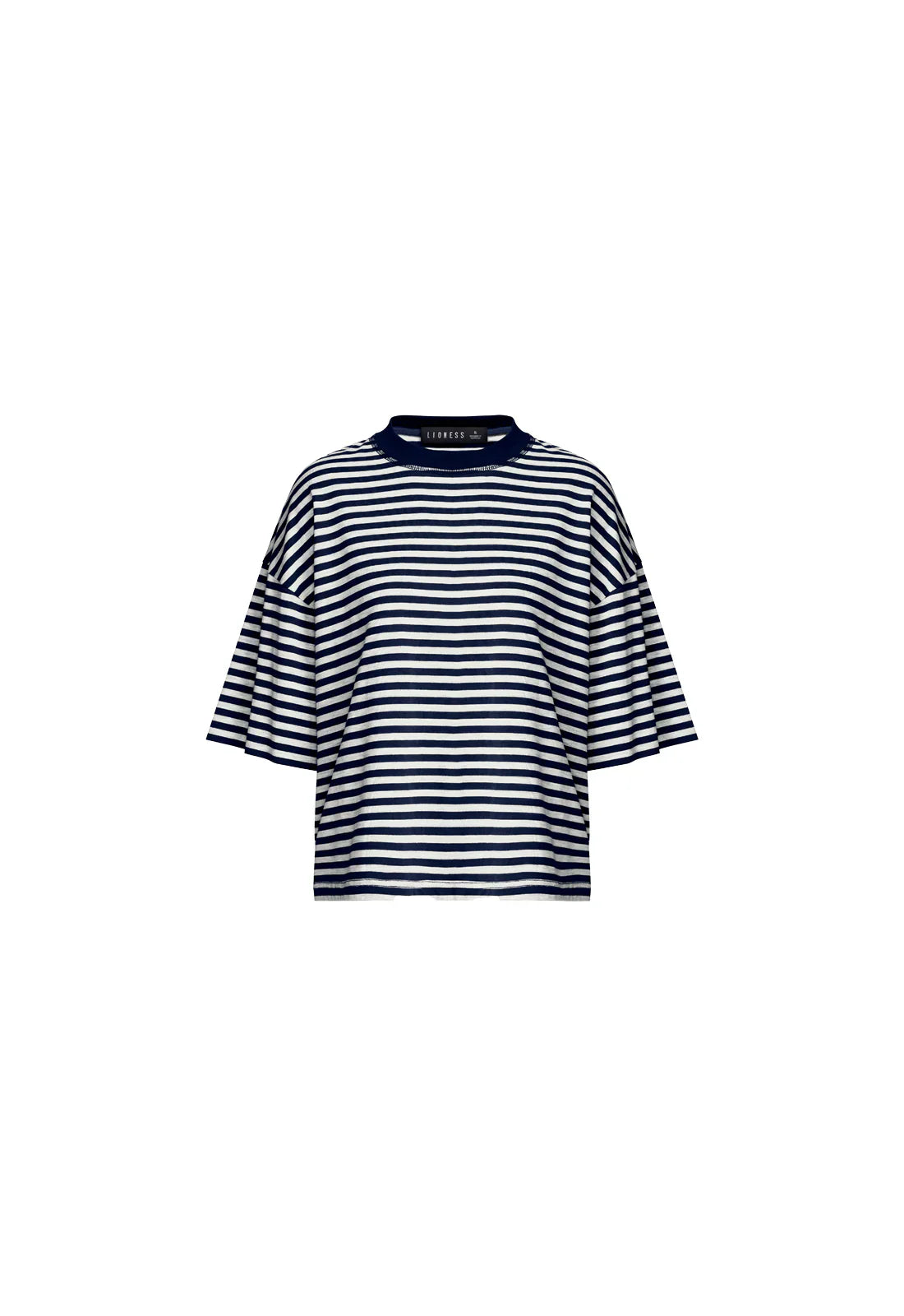 Bloom Short Sleeve Stripe in Navy and White Lioness
