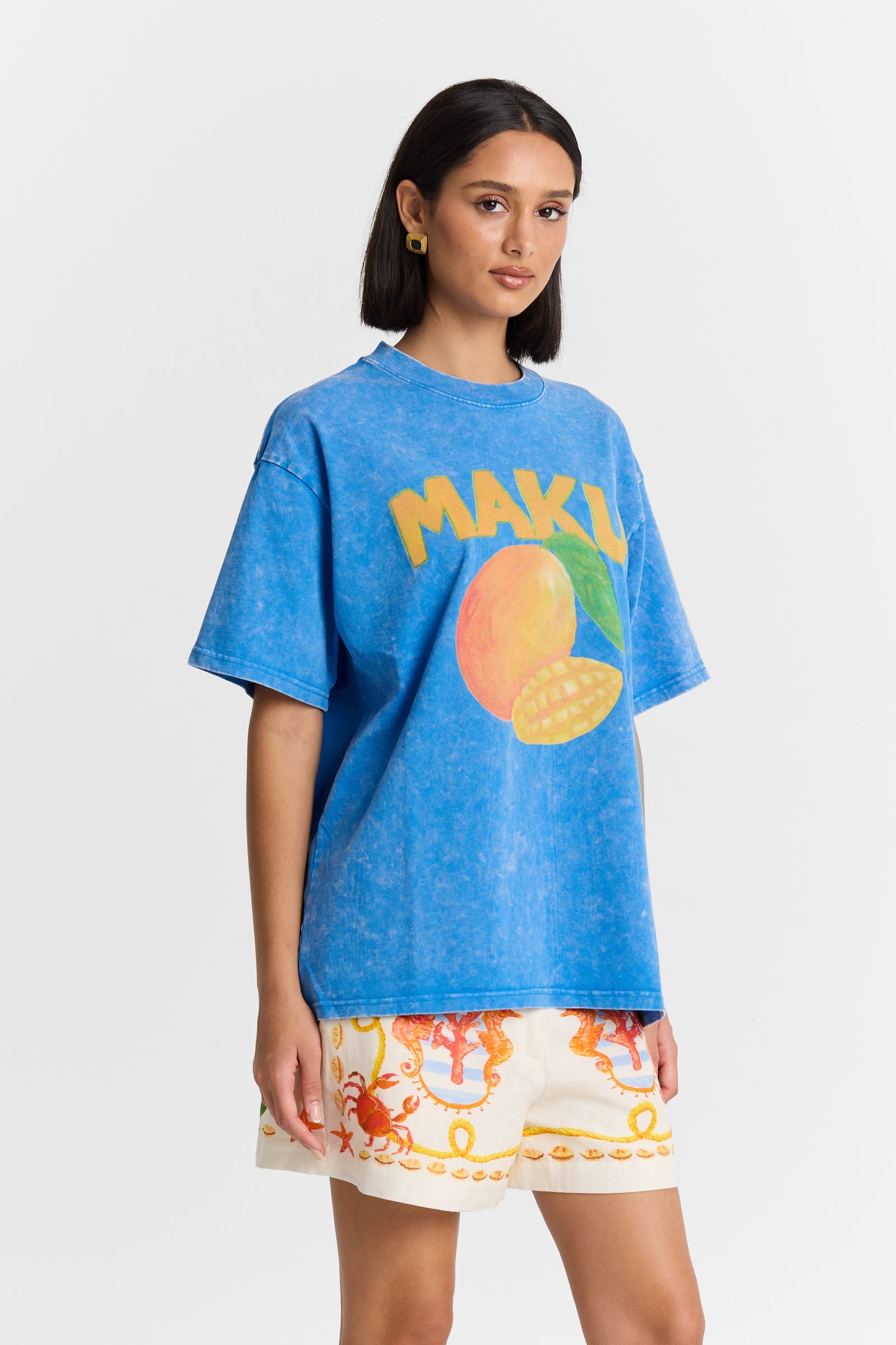 Mango Oversized Tee in Blue Maku