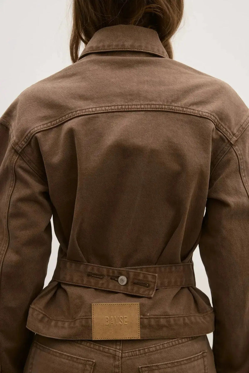 Violet Denim Jacket in Chocolate Bayse Brand