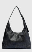 Grey PU tote clothlifestyle boutique with shoulder strap
