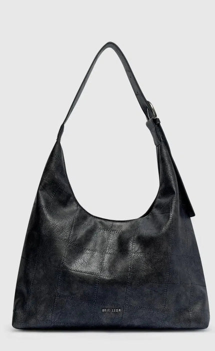 Grey PU tote clothlifestyle boutique with shoulder strap