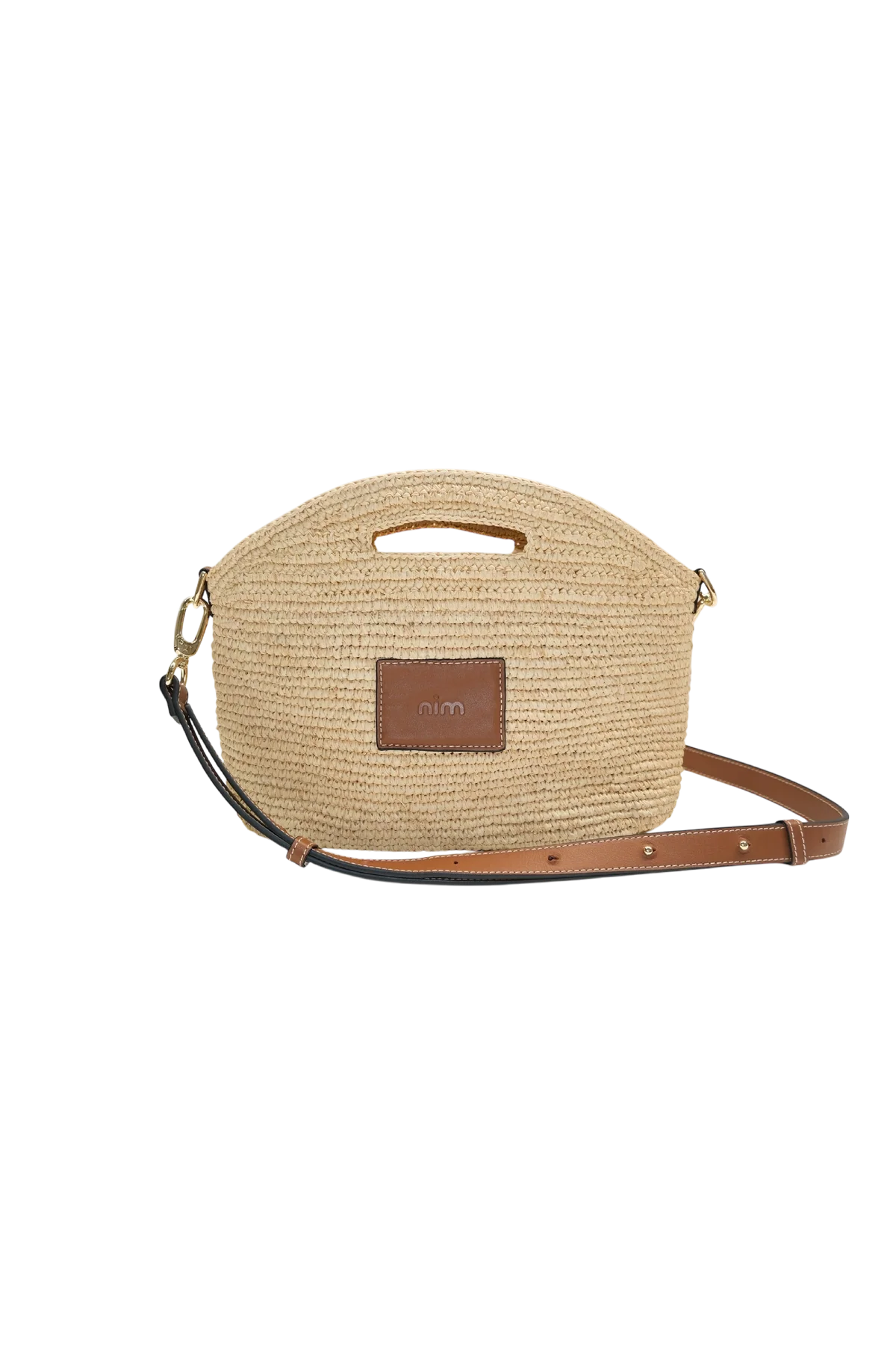 Leather Trimmed Raffia Mini