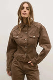 Violet Denim Jacket in Chocolate Bayse Brand