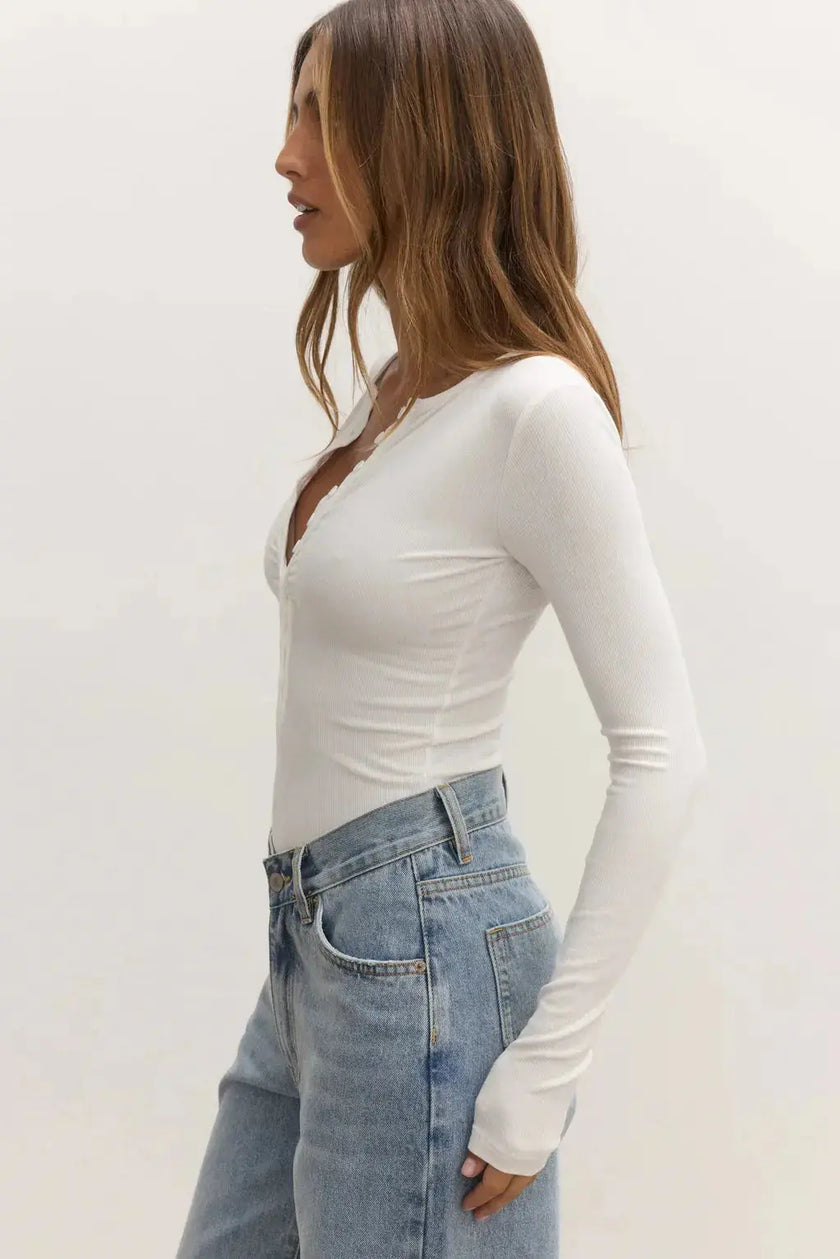 Lara Bodysuit in White Bayse Brand