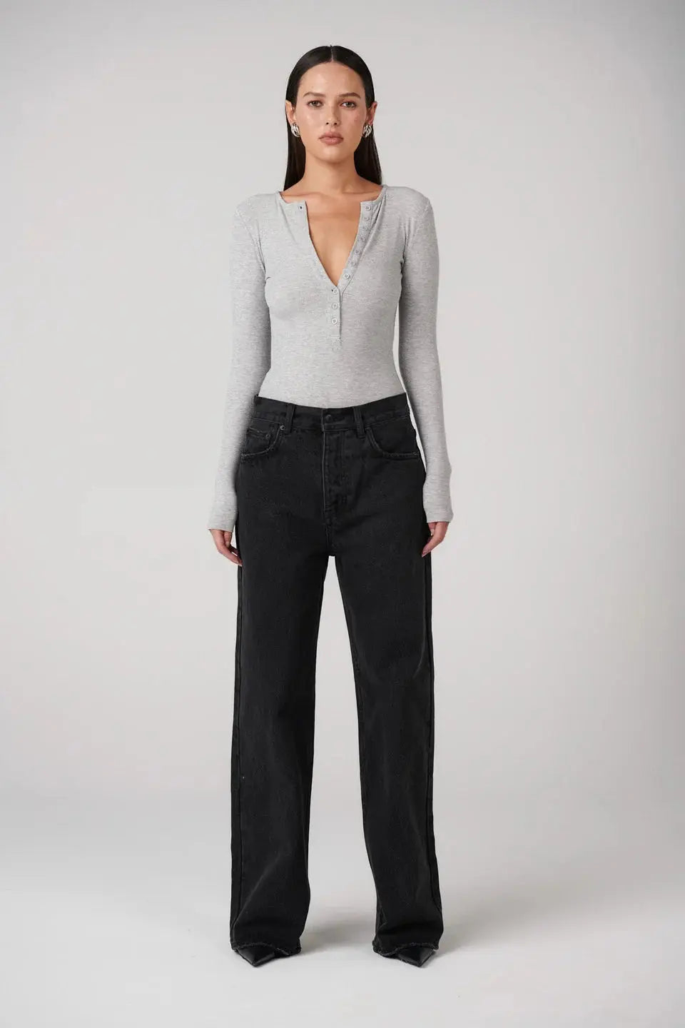 Lara Bodysuit in Grey Marle Bayse Brand