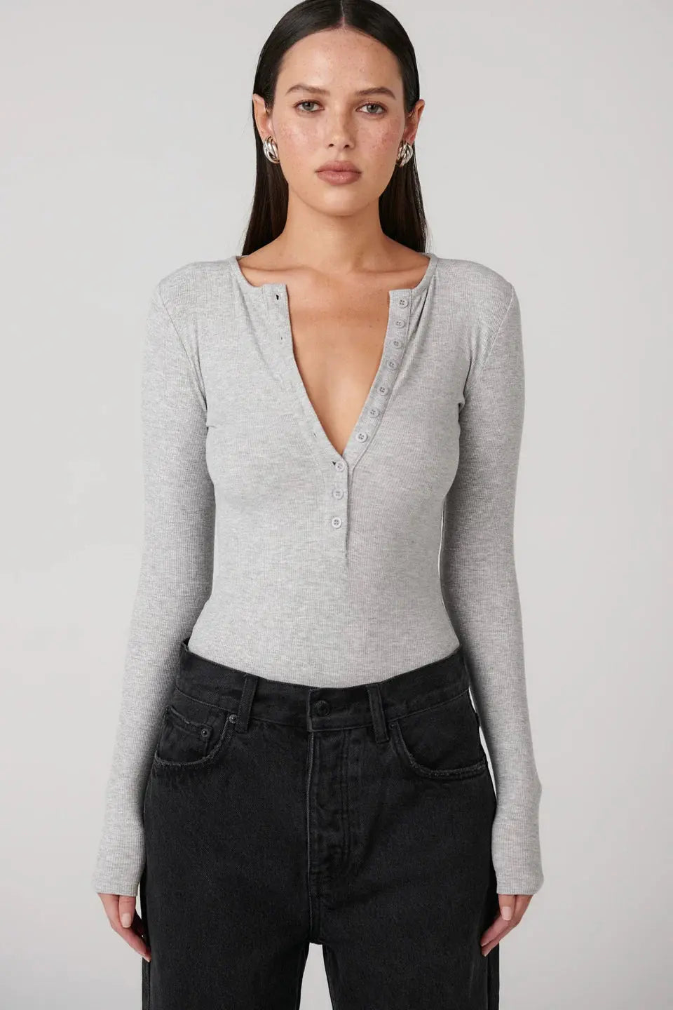 Lara Bodysuit in Grey Marle Bayse Brand