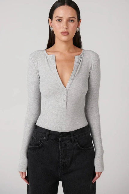 Lara Bodysuit in Grey Marle Bayse Brand