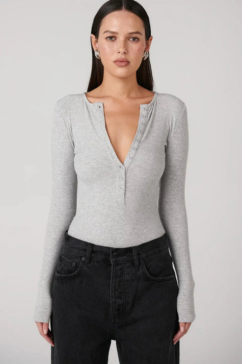 Lara Bodysuit in Grey Marle Bayse Brand