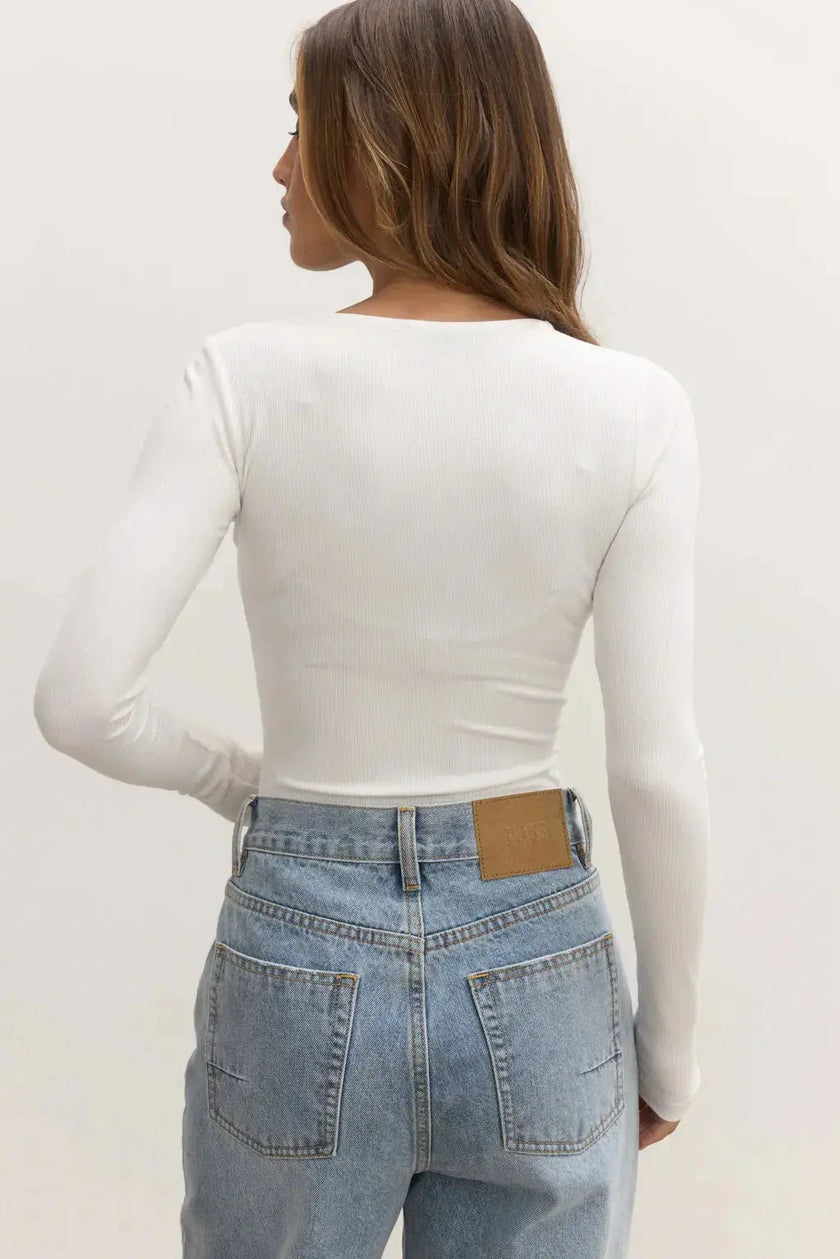 Lara Bodysuit in White Bayse Brand