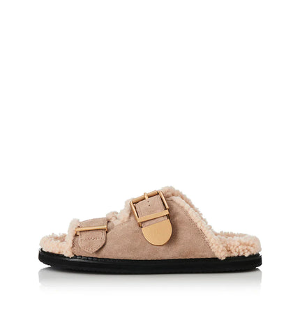 Panama Shearling Slide in Natural Alias Mae