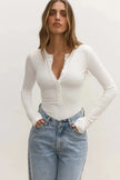 Lara Bodysuit in White Bayse Brand