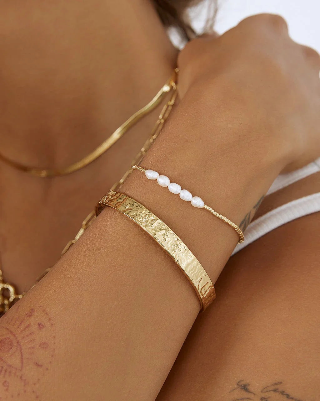 Seline Gold and Pearl Bracelet Arms of Eve