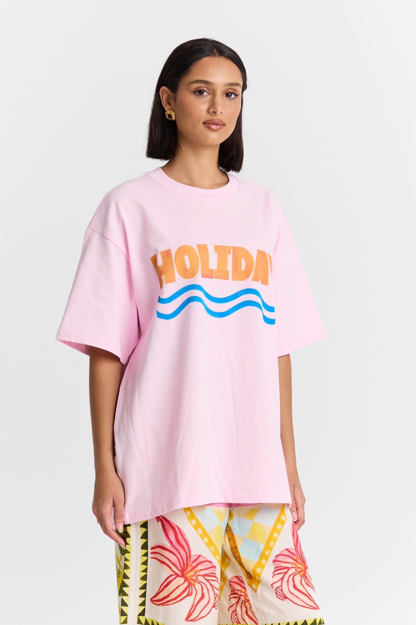Holiday Oversized Tee in Pink Maku