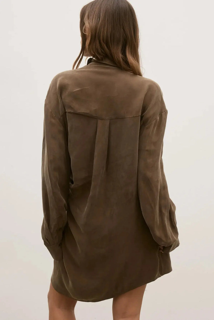 Noah Shirt Dress in Chocolate Bayse Brand