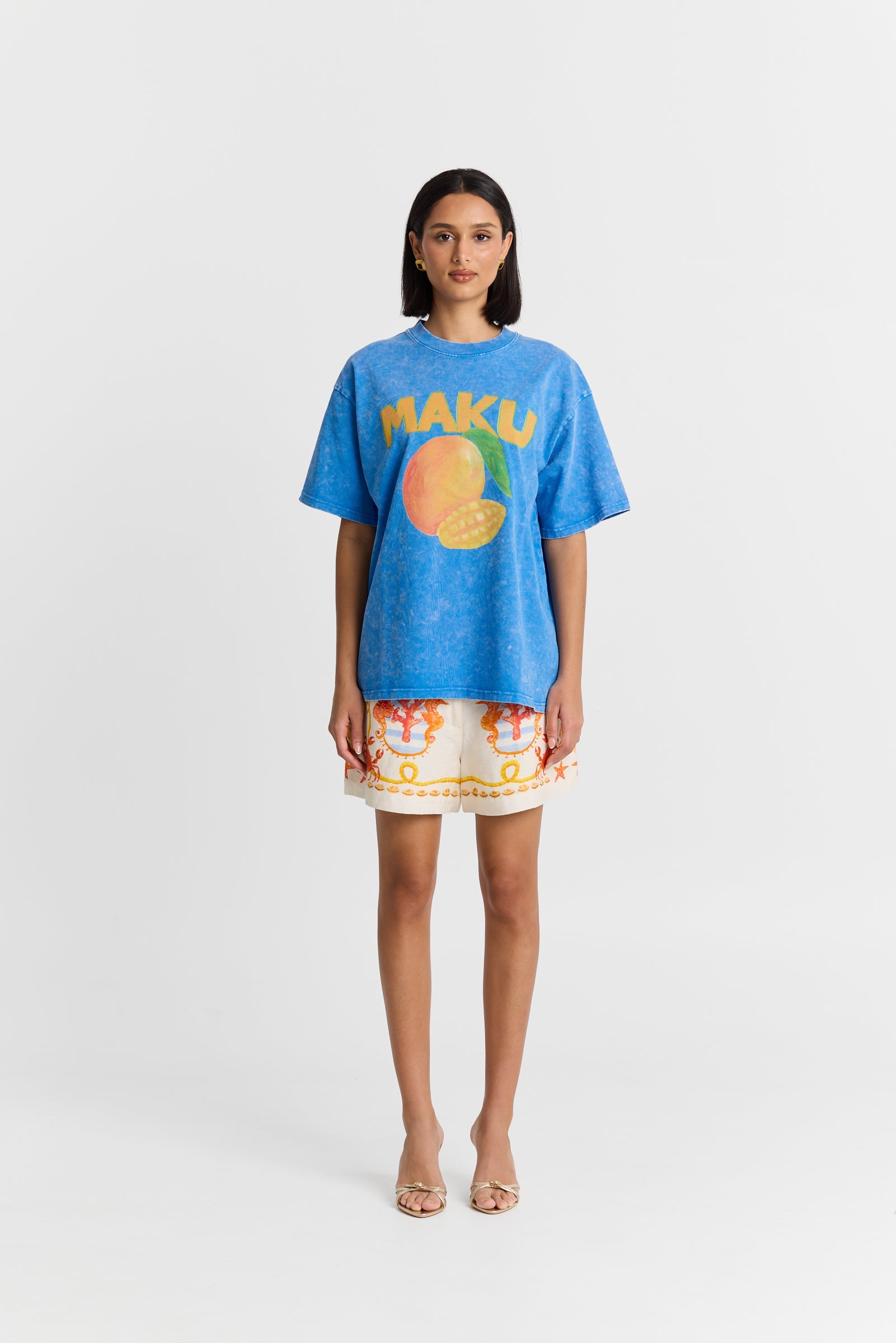 Mango Oversized Tee in Blue Maku