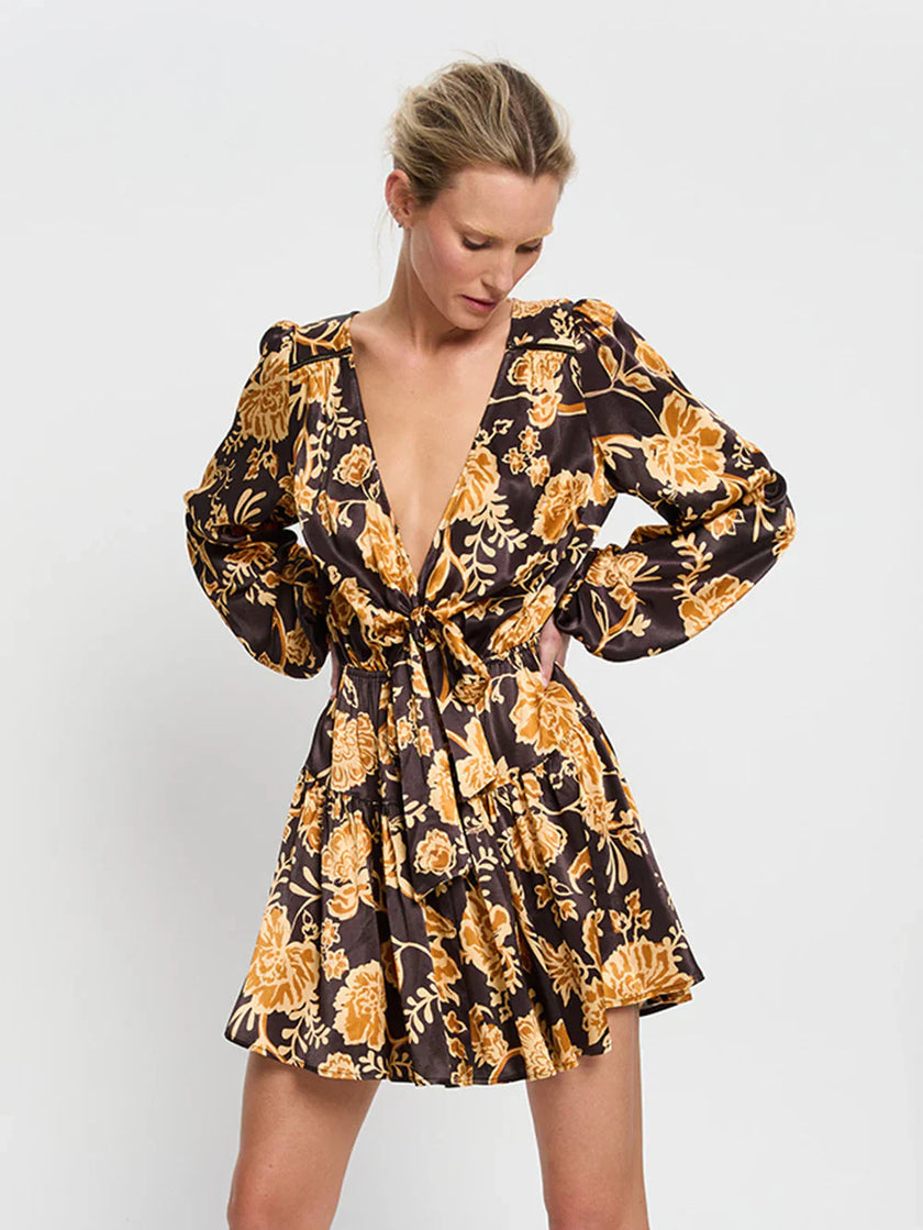 Kaia Tie Front Mini Dress Kivari